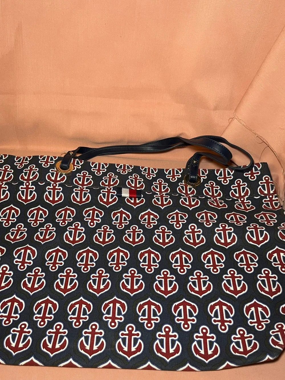 Tommy Hilfilger large Navy Anchor Print Tote Bag NWT
